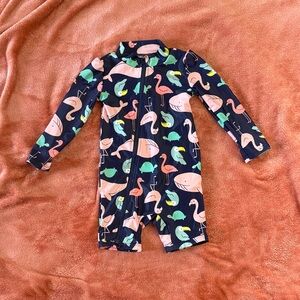 Simple Joys by Carter Navy Animal Print Swimsuit Rashguard SIZE 2T